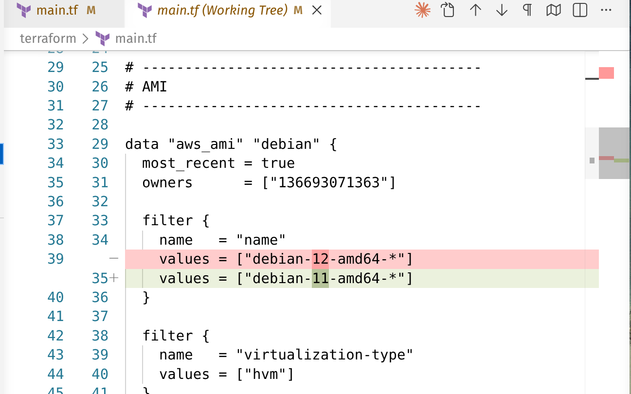 Terraform change diff